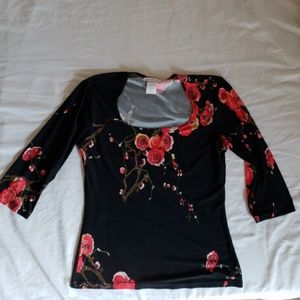 Red Cherry Blossoms Blouse